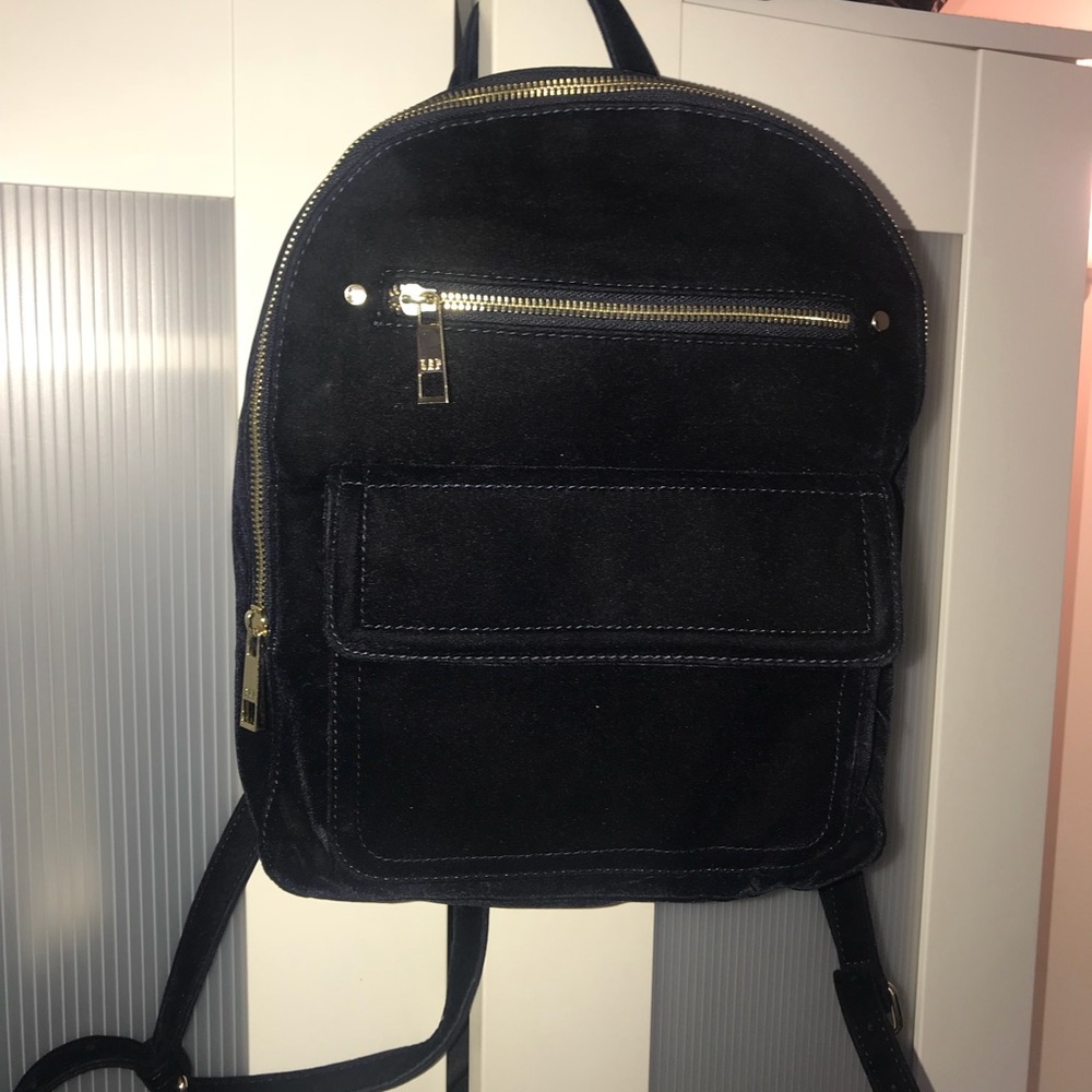 Navy Blue Velvet-like Gap Backpack